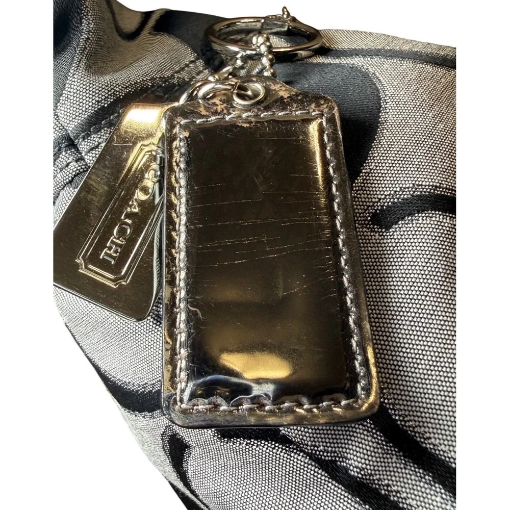 Coach Poppy Glam Tote 17890 Black Gray Signature‎ Shoulder Bag Canvas 2011 Clean